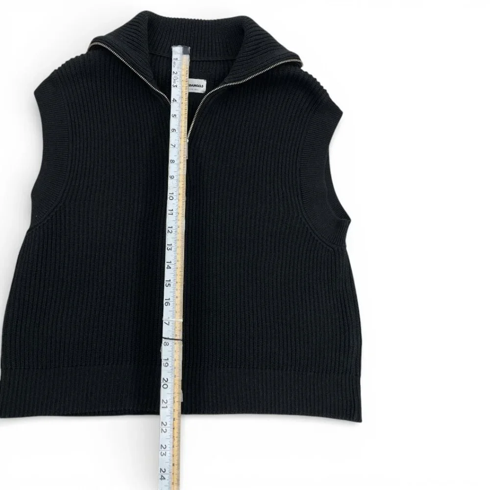 Armedangels Aylaa Sleeveless Sweater Ribbed Black Knit Vest Zip Collar Women XS - Picture 6 of 10